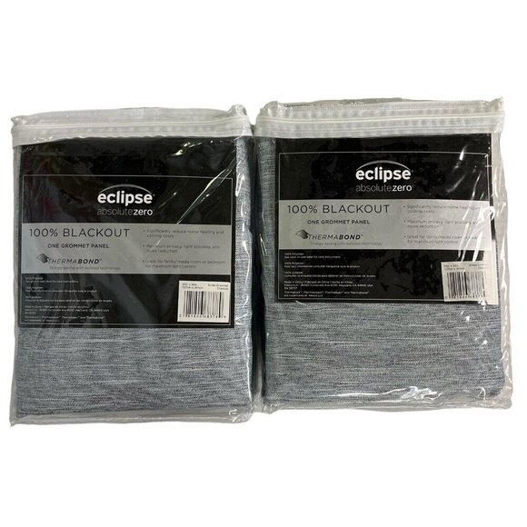 Eclipse Andes Blackout Grommet Top Single Curtain Panel Charcoal‎ 50x95 Set Of 2 - Picture 5 of 6
